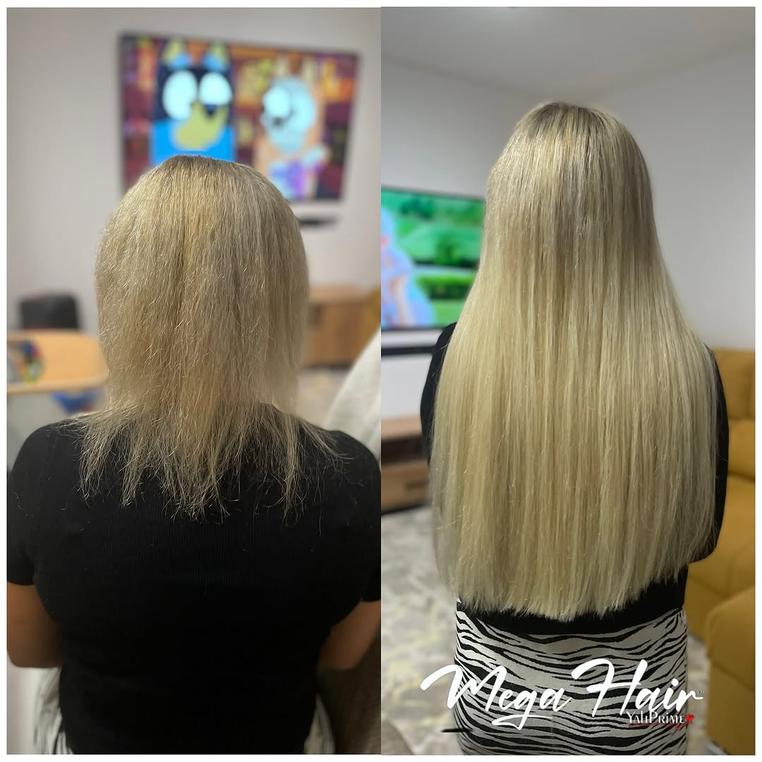 Antes e depois 3 — transformação Mega Hair PT